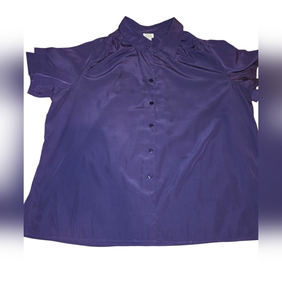 Only Necessities Peachskin Button Front Woman's Purple 2X - Picture 1 of 5